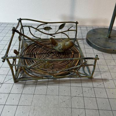 Wrought Iron Bird Paper Towel and Napkin Holder