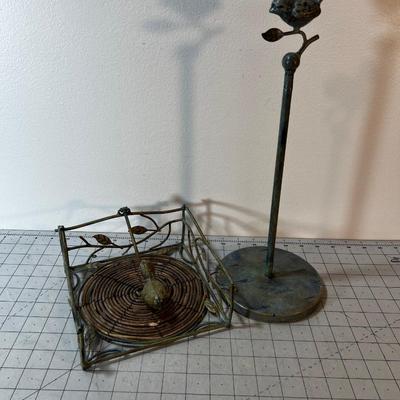 Wrought Iron Bird Paper Towel and Napkin Holder