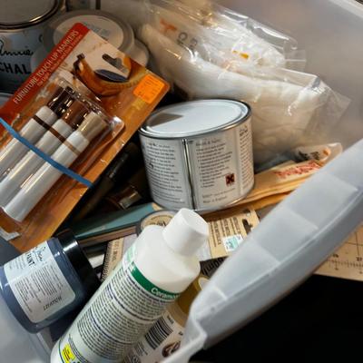 Paints and Painting Supplies in a Bin