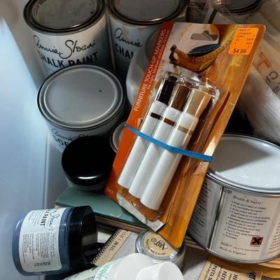 Paints and Painting Supplies in a Bin