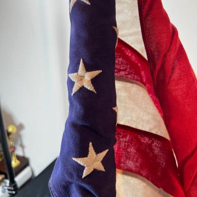 1 Cotton Embroidered Stars on a Pole FLAG