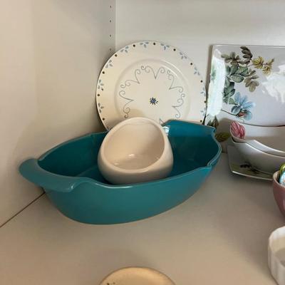 2 Shelves Full of China and Serving 