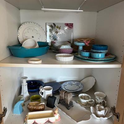 2 Shelves Full of China and Serving 