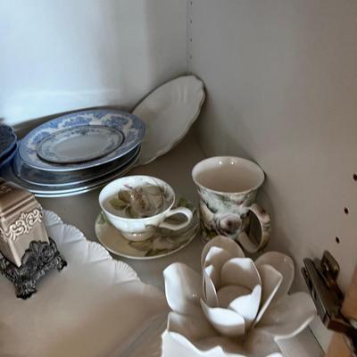 2 Shelves Full of China and Serving 