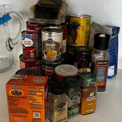 Small Pile of Canned Food and Spices. 