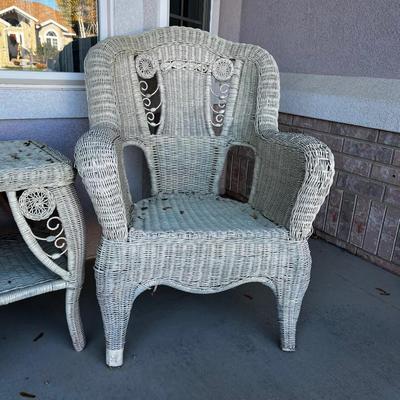 2 Old Wicker Chairs & Small Table