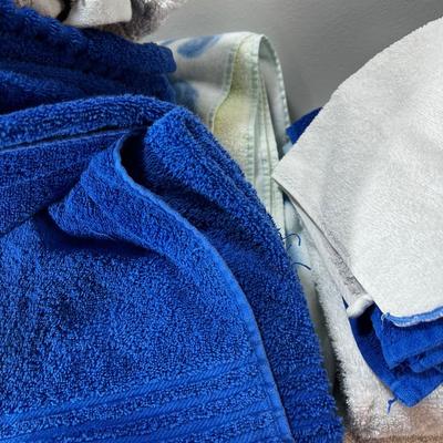 Large (garbage Bag Size) lot of Bath towels and accessories. 