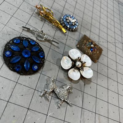 Antique Pins Including a Fabulous Rhinestone POODLE