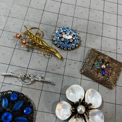 Antique Pins Including a Fabulous Rhinestone POODLE