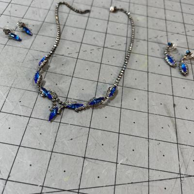 Rhinestone and Sapphire Chocker and Earrings, Set Plus