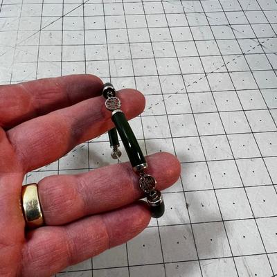 Jade Bracelet set in Silver Not Marked