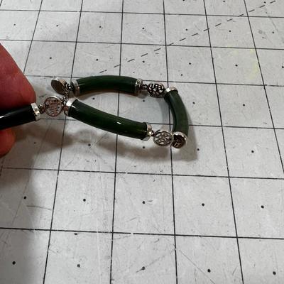 Jade Bracelet set in Silver Not Marked