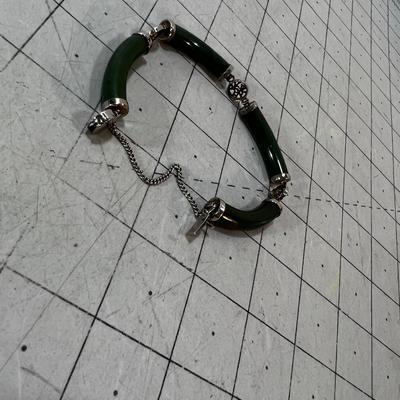 Jade Bracelet set in Silver Not Marked