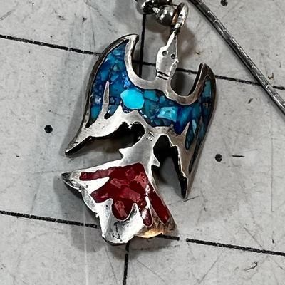 Faceted Turquoise Bracelet and Thunderbird Pendant