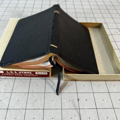 SMALL leather Bound LDS Hymns Book  Dated 1962 