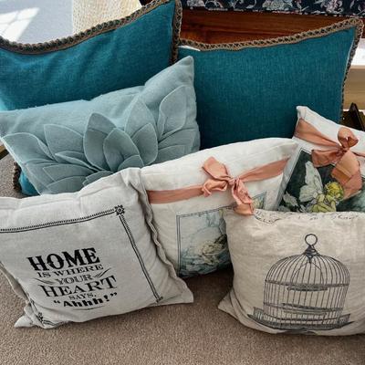 Turquoise Pillow Lot (7) 