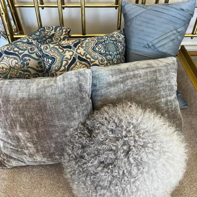 Blue ish Pile of Pillow (6) 