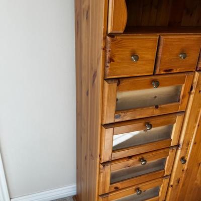 Knotty Pine Armoire Dresser Drawer Shelf 