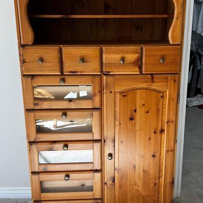 Knotty Pine Armoire Dresser Drawer Shelf 