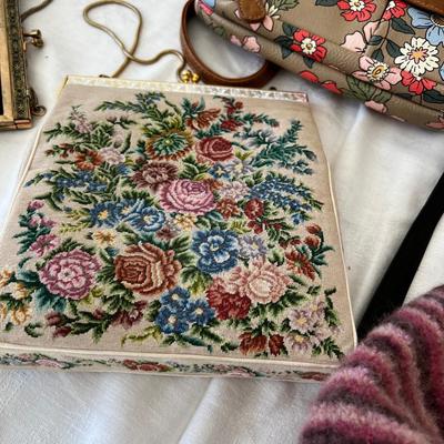 5 Purses Vintage Tapestry Style 