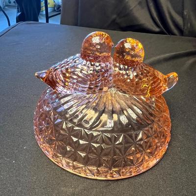 Pink Polish Glass Birds Box