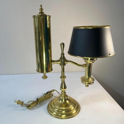 COLONIAL STYLE OIL LAMP TABLE LAMP WITH BLACK METAL SHADE