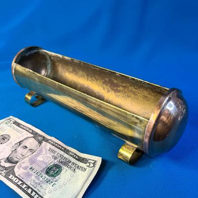 VINTAGE COPPER AND BRASS TUBULAR PLANTER