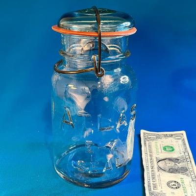 ATLAS E-Z SEAL HERMETIC SEAL GLASS QUART CANNING JAR 