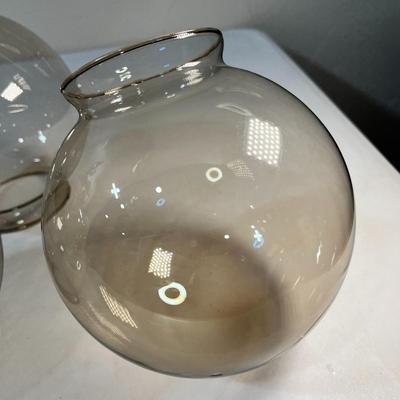 SMOKY ROUND LIGHT FIXTURE GLOBES 5" DIAMETER, 3" OPENING  3 COUNT