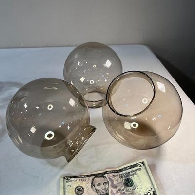 SMOKY ROUND LIGHT FIXTURE GLOBES 5" DIAMETER, 3" OPENING  3 COUNT