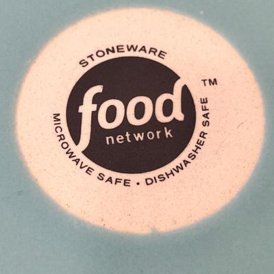 SET OF 4 STONEWARE DINNER & 4 LUNCHEON PLATES TURQUOISE AND ORANGE