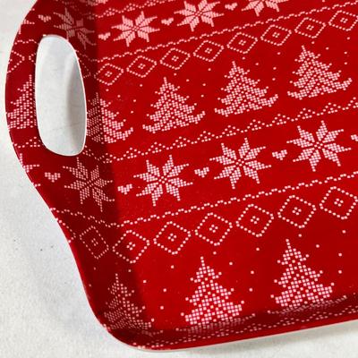 CUTE RED, WHITE CHRISTMAS SERVING TRAY CHRISTMAS SWEATER STYLE PATTERN