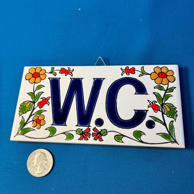 GLAZED TILE "W.C." WATER CLOSET SIGN