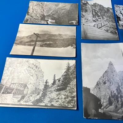 GROUP OF 8 PHOTO POST CARDS OF TRAINS IN ROCKY MOUNTAINS OF COLORADO