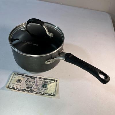 2 QT "COOKING WITH CALPHALON" SAUCE PAN w/ GLASS LID