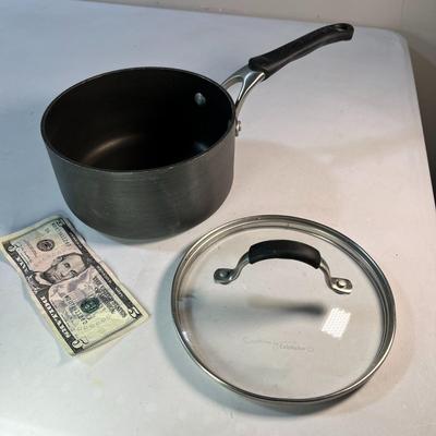 2 QT "COOKING WITH CALPHALON" SAUCE PAN w/ GLASS LID