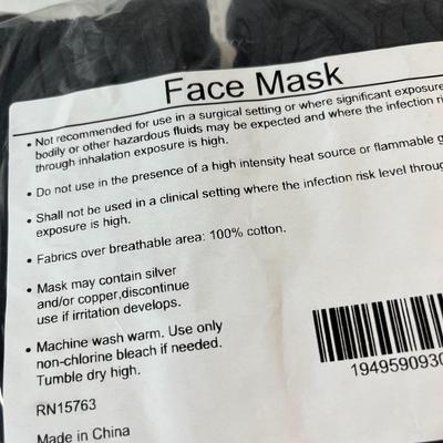 BLACK COTTON FACE MASKS NEW IN PACKAGE 4 PKGS. OF 100 for 400 TOTAL