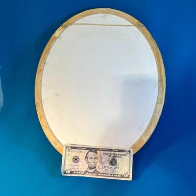 SMALL GOLD TONE FRAMED OVAL WALL MIRROR