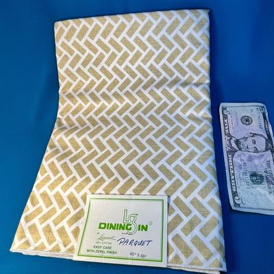 VINTAGE NEW IN PACKAGE PARQUET PRINT 48" SQUARE TABLECLOTH