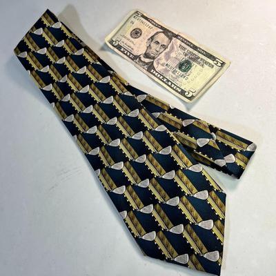 RON BOONE SILK GOLF THEME MEN'S NECK TIE 