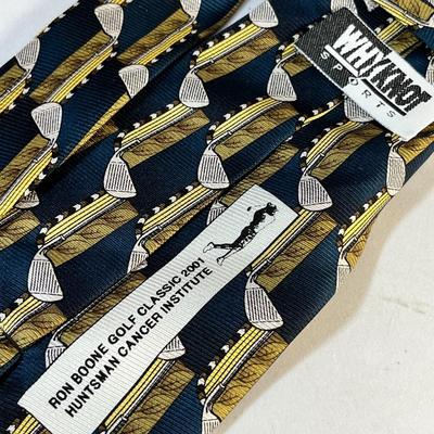 RON BOONE SILK GOLF THEME MEN'S NECK TIE 