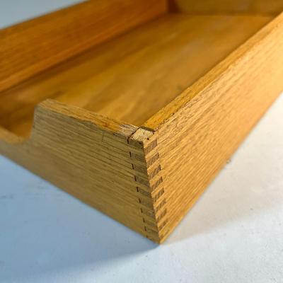VINTAGE OAK DESK PAPER TRAY W/ FELT ON BOTTOM