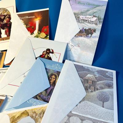 ASSORTMENT OF 27 MOSTLY VINTAGE CHRISTMAS CARDS WITH ENVELOPES