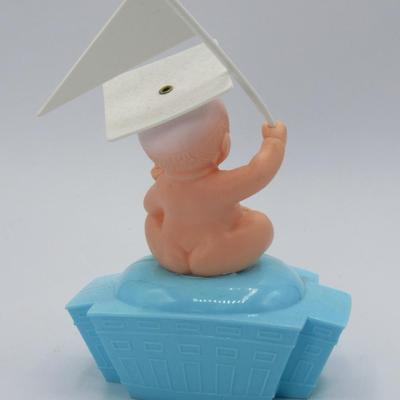 Vintage Diaper U University Plastic & Vinyl Baby Blue Coin Bank Graduation Hat