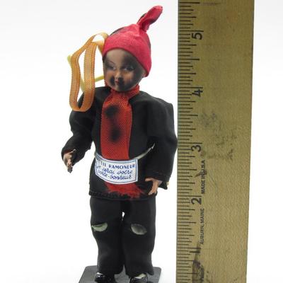 Vintage Luxembourgish European Made Chimney Sweep Figurine on Stand with Original Tag