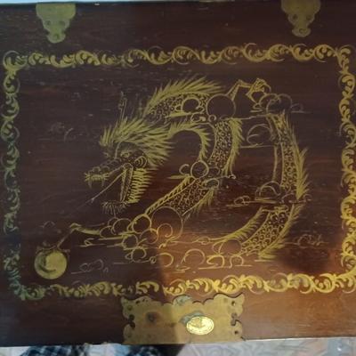 Antique Chinese Storage Box With Chinese Lock On Stand