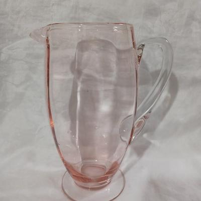 1920s Pink Depression Glass Footed Pitcher