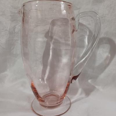 1920s Pink Depression Glass Footed Pitcher