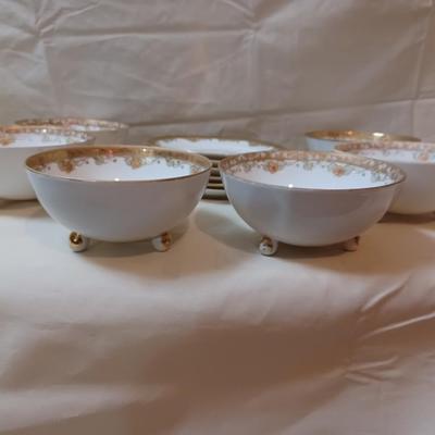 6 Nippon Three Footed Bowls And Saucers Circa 1911-1921