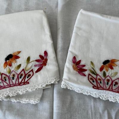 1 Set of Embroidered Standard Size Pillow Cases
